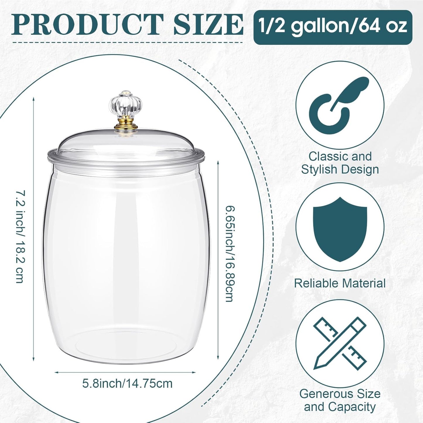 Nuogo 6 Pcs Plastic Candy and Cookie Jar with Lids Decorative Apothecary Jars Candy Buffet Containers Clear Airtight Food Storage Canister Home Decoration(64 oz,Classic)