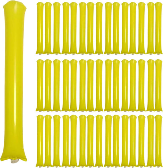 48pcs Round Head Boom Sticks Thunder Sticks Cheering Sticks Team Spirit Plastic Cheerleading Spirit Stick Clapper Inflatable Noise Maker Sports Supply (Yellow)