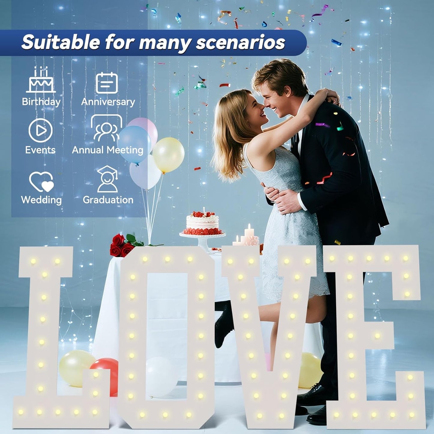 4FT Marquee Light Up Letters - Large Marquee Letters 4 Feet Tall for Birthday Party Decorations, Big Letter for Wedding Event Marry Me Baby Shower Bridal Shower, Letter D