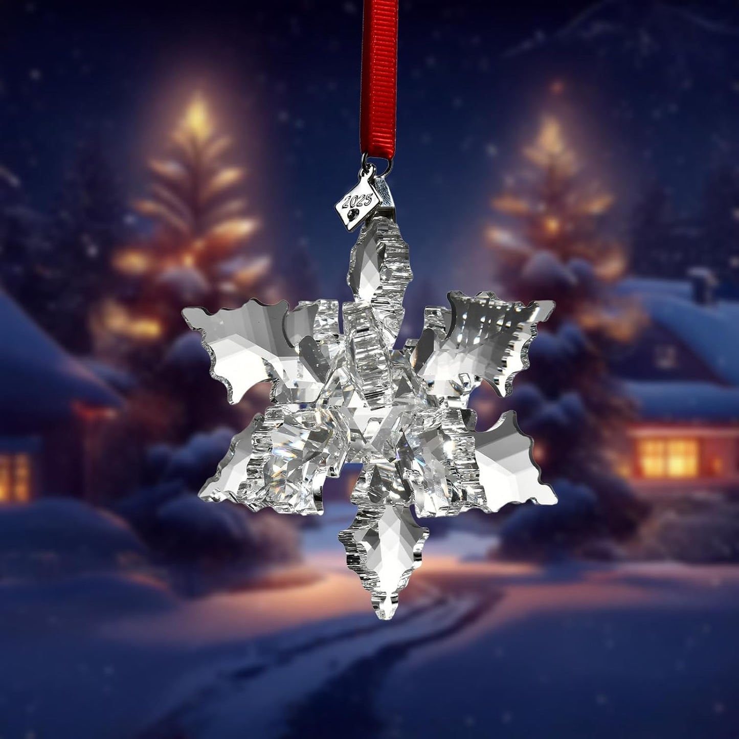 2025 Annual Edition 3D Crystal Snowflake Ornament Christmas Ornament Home Decor Gift (2025-Clear 3D)