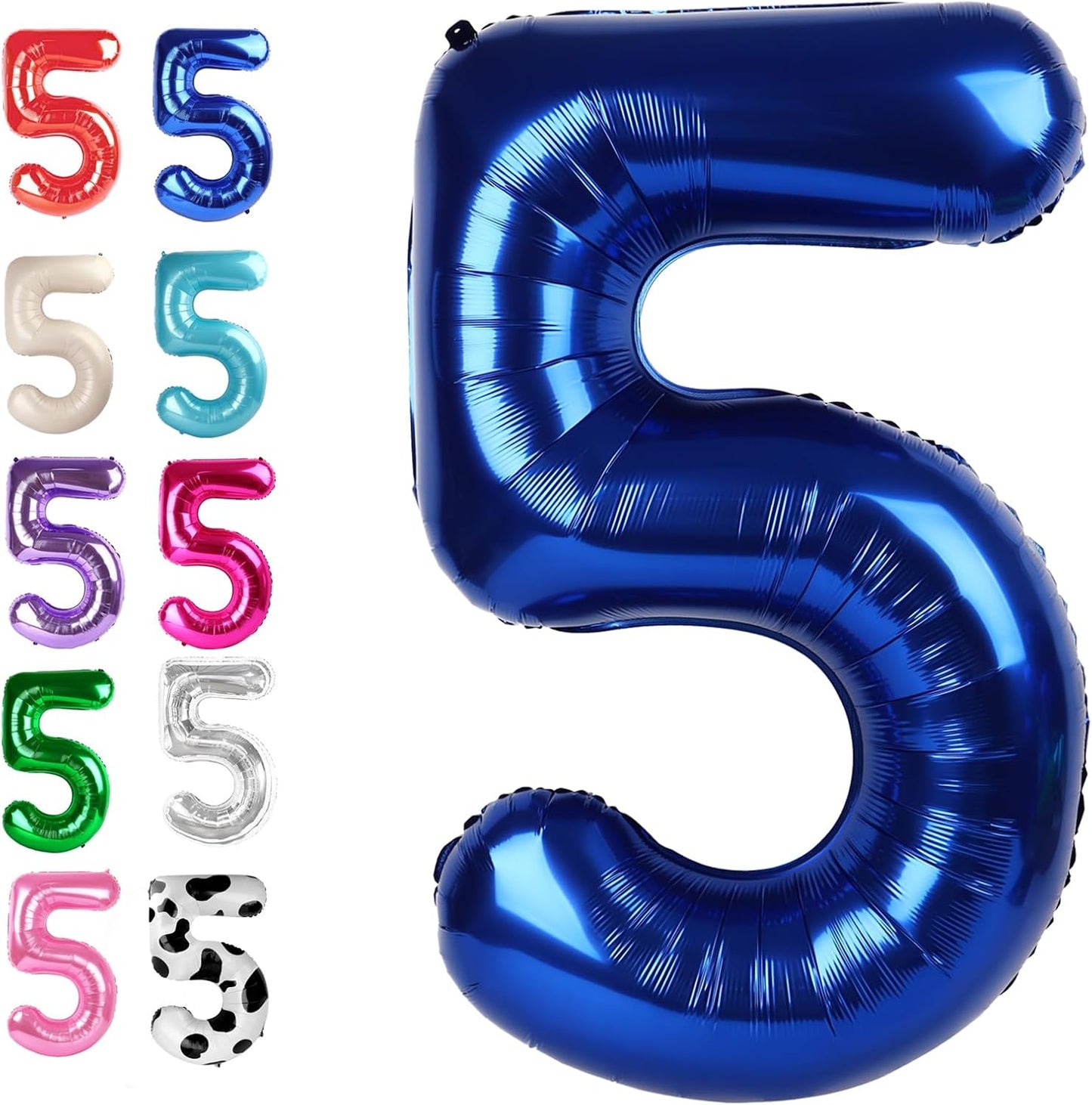 Large Night Blue 40 Inch Birthday Number 5 Balloon, Night Blue Five 5th 15 25 35 50 55 Birthday Anniversary Celebration Decorations, Foil Mylar Helium Numbers 5 Balloons Girl Boy Party Supplies