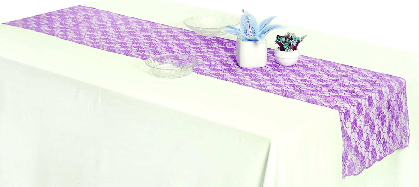 MDS Pack of 12 Wedding 12 x 108 inches Satin Table Runner for Wedding, Decorations for Birthday Parties, Banquets, Graduations, Engagements, Runners fit Rectangle, Round Table- Lavender
