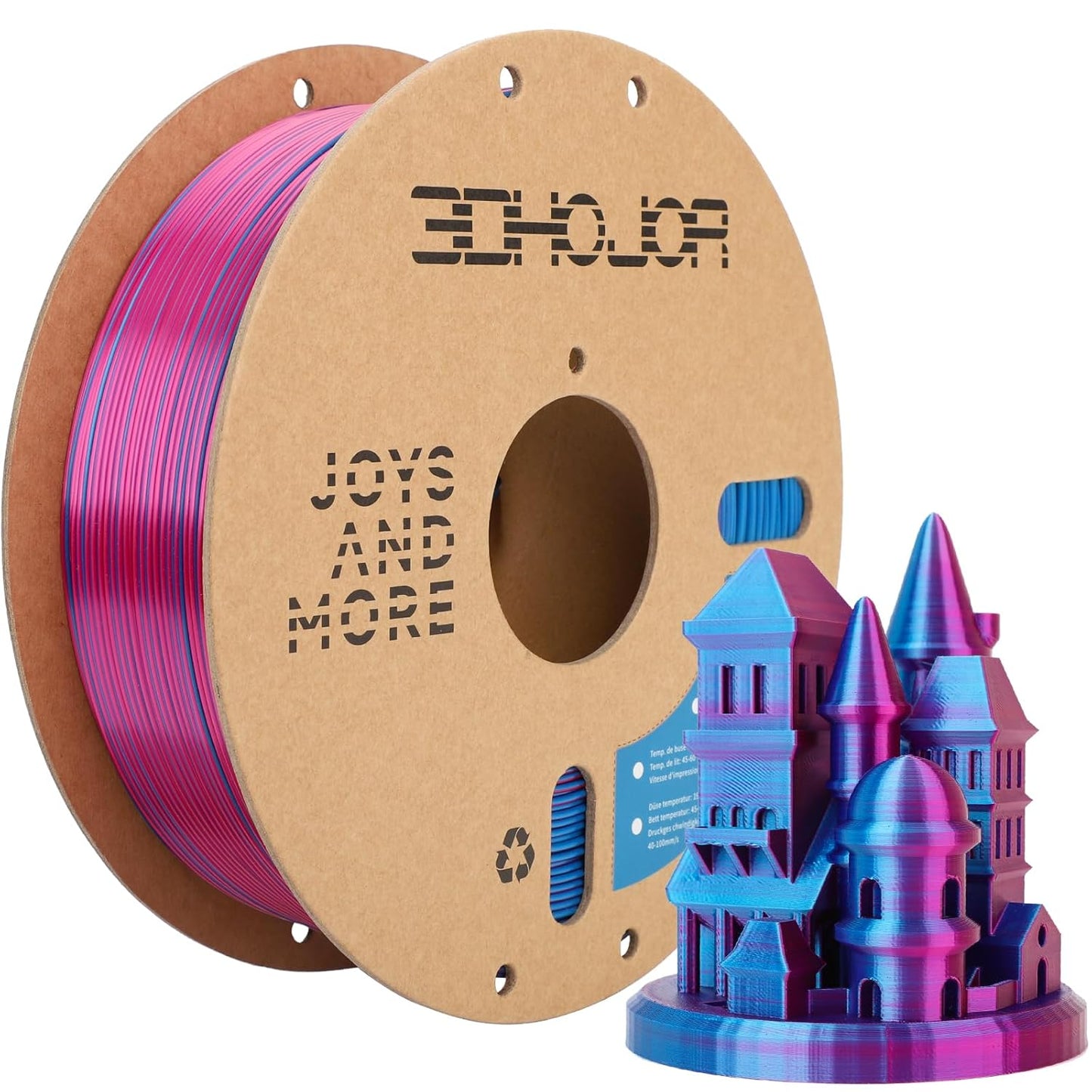Silk PLA Filament 1.75mm Red Blue Dual Color PLA 3D Printer Filament 2 in 1 Coextrusion 1KG Spool(2.2lbs) 3D Printing Filament Dimensional Accuracy +/- 0.03mm Fits for Most FDM 3D Printers