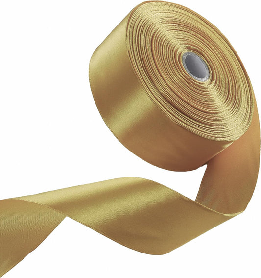 1-1/2" x 50 Yards Champaign Gold Satin Ribbon Single Faced Fabric Ribbons for Gift Wrapping, Crafting, Floral Arrangements, Flower Bouquet, Wedding, Home Decor