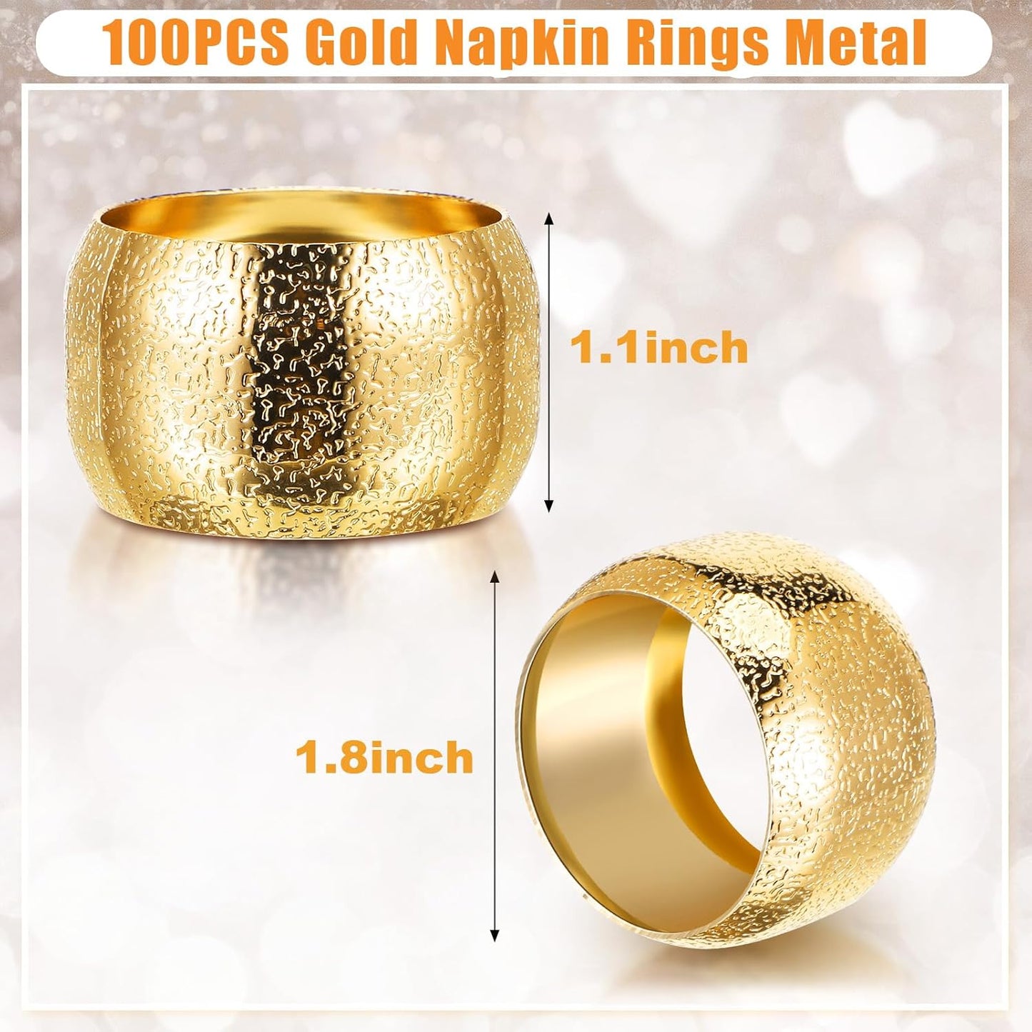 Lallisa Gold Napkin Rings Metal Napkin Ring Holders for Cloth Table Decorations for Wedding Anniversary Birthday Dinners Party of Table Setting(36 Pcs,Classic)