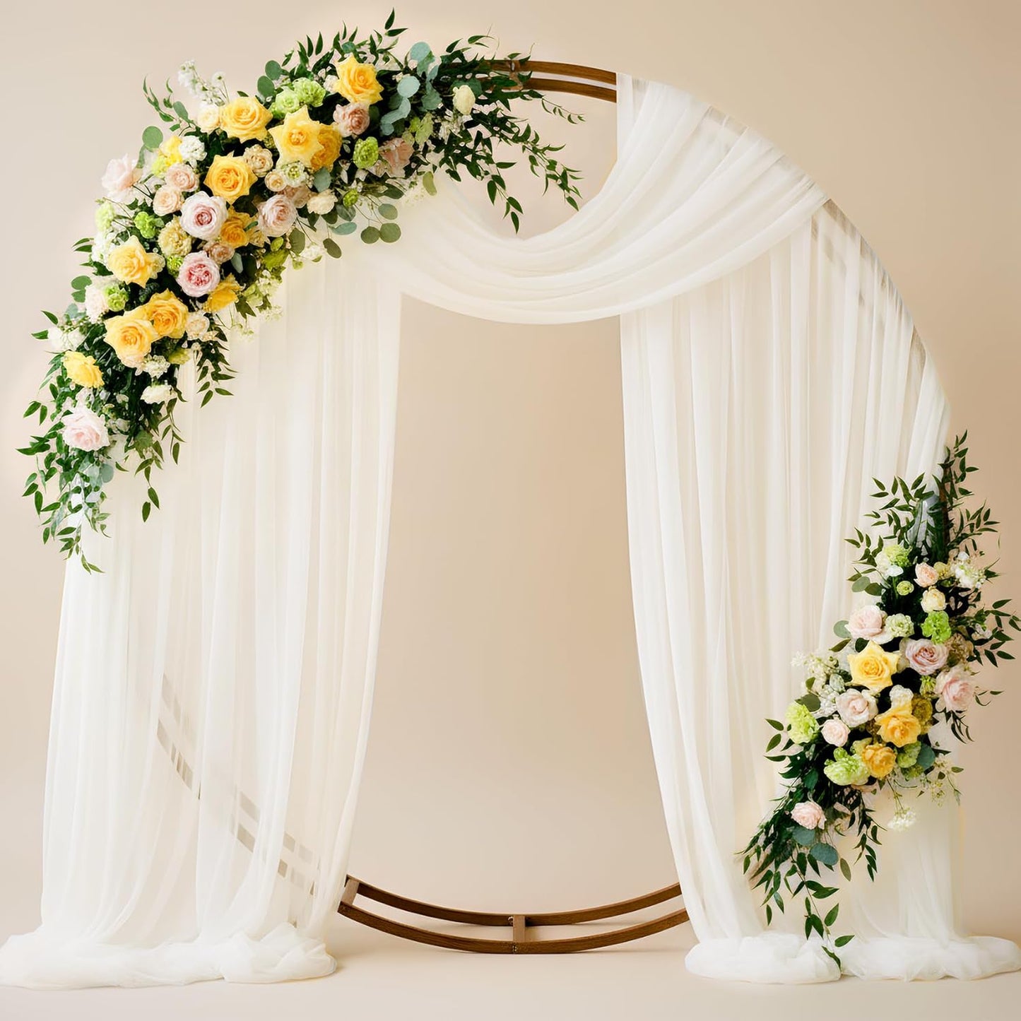 Wedding Arch Draping Fabric 29" x 19Ft Sheer Drapes for Backdrop Wedding Ceremony Reception Ceiling Decor Curtain Baby Bridal Shower Decoration (Ivory, 1 Panel)