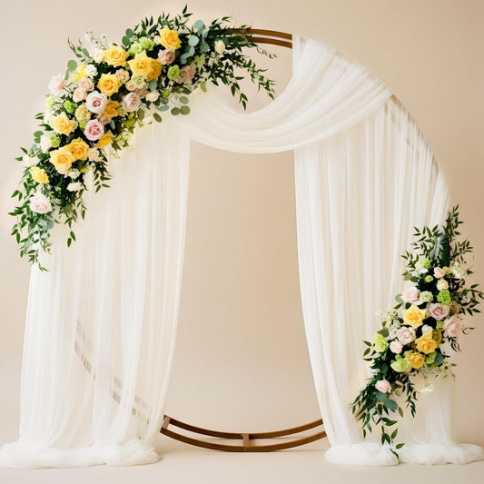 Wedding Arch Draping Fabric 29" x 19Ft Sheer Drapes for Backdrop Wedding Ceremony Reception Ceiling Decor Curtain Baby Bridal Shower Decoration (Ivory, 1 Panel)