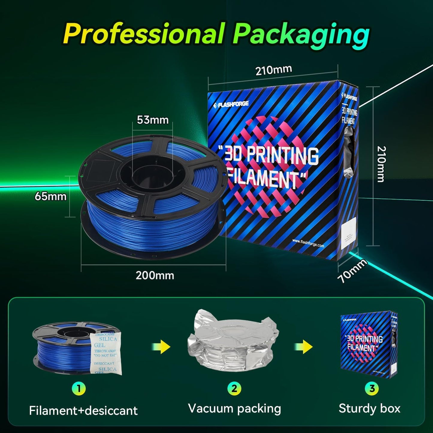 FLASHFORGE Xmas Series Rapid PLA Filament Aurora Blue, High Flow Speedy 3D Printer Filament Max 500mm/s High-Speed Printing, Radiated Unparalleled Brilliance, Twinkling and Ultra-Smooth Finish