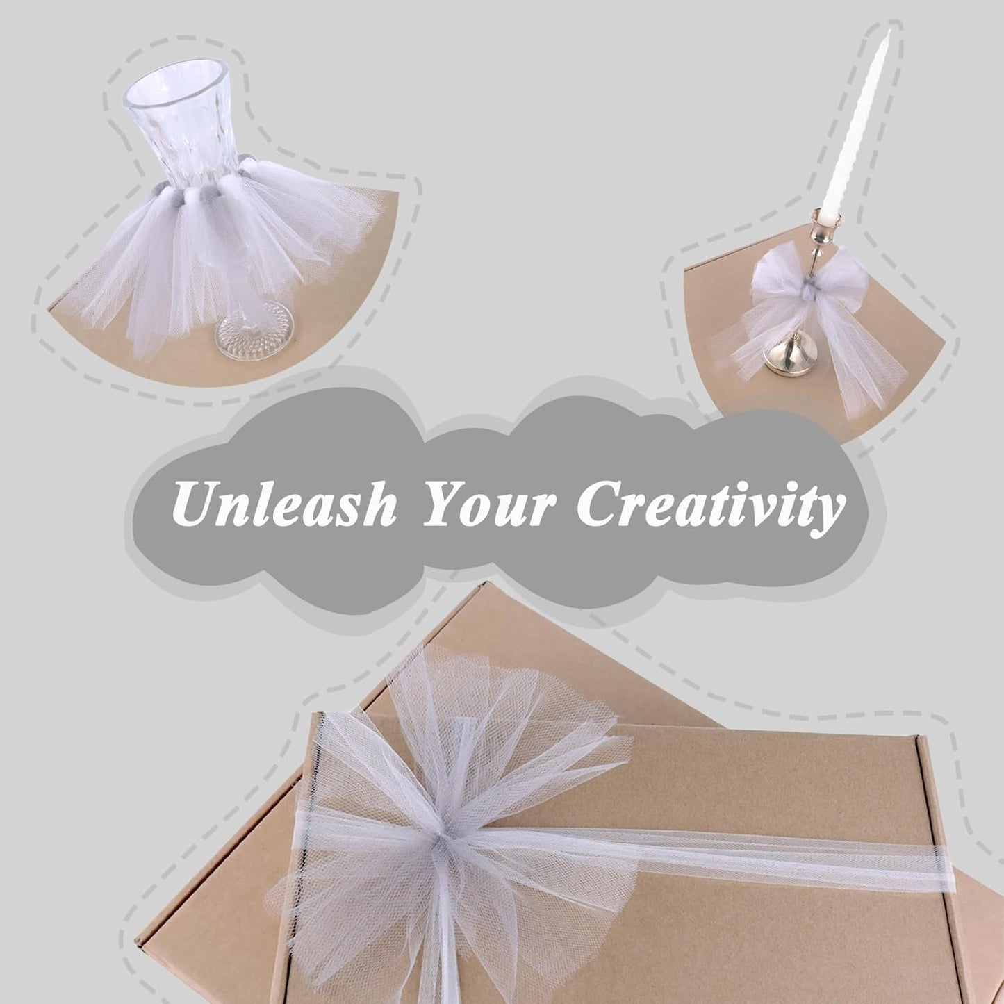 Gray Tulle Fabric Roll 6”by 100 Yards (300 ft) Soft Tulle Spool for DIY Crafting Favor Supplies, Tutus, Wedding, Party Decorations, Gift Wrapping