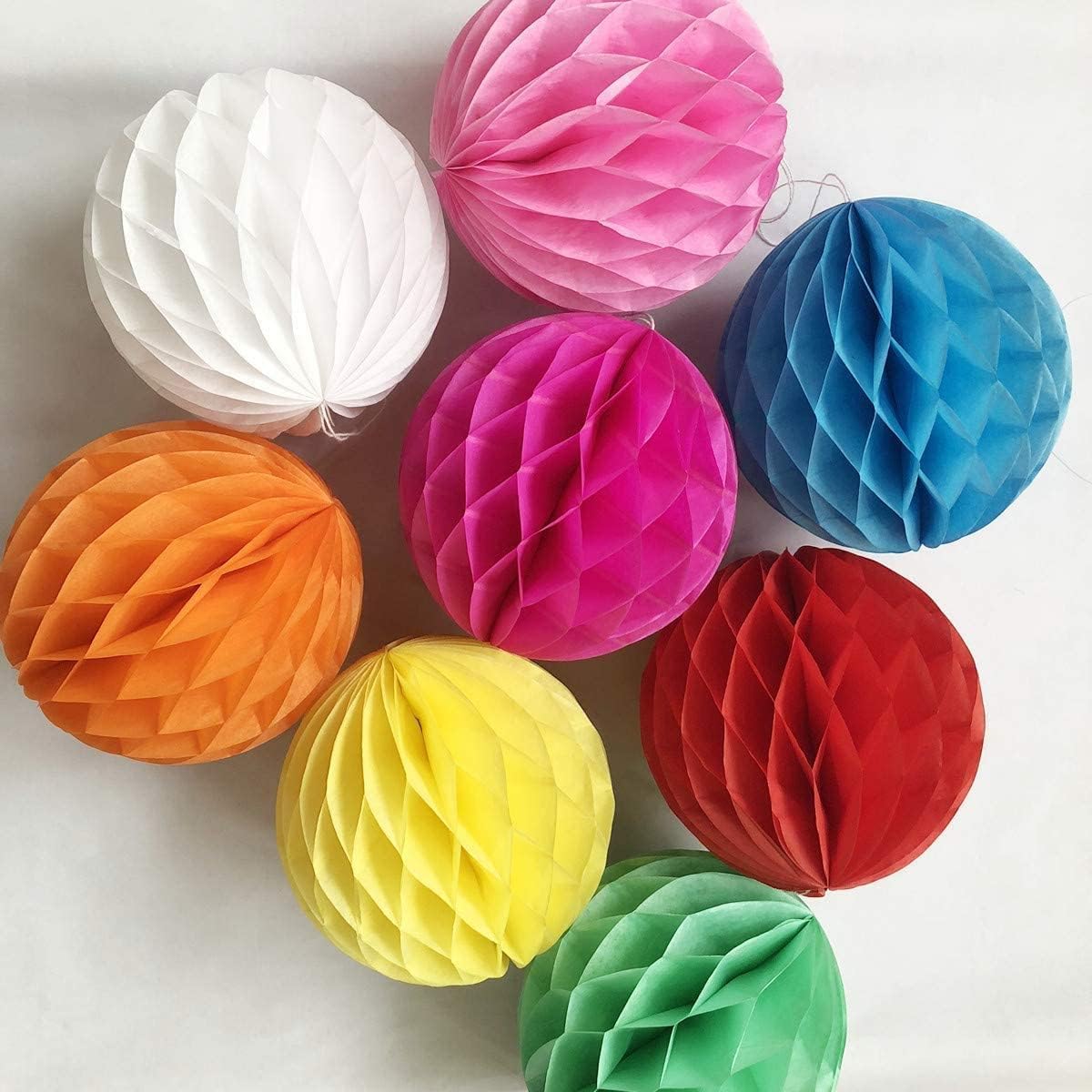 8pcs 8inch Paper Honeycomb Balls Decorative Tissue Pom Poms Flower Art Hanging Balls for Birthday Wedding Nursery Baby Shower Home Decor (8inch, Multi-Color)