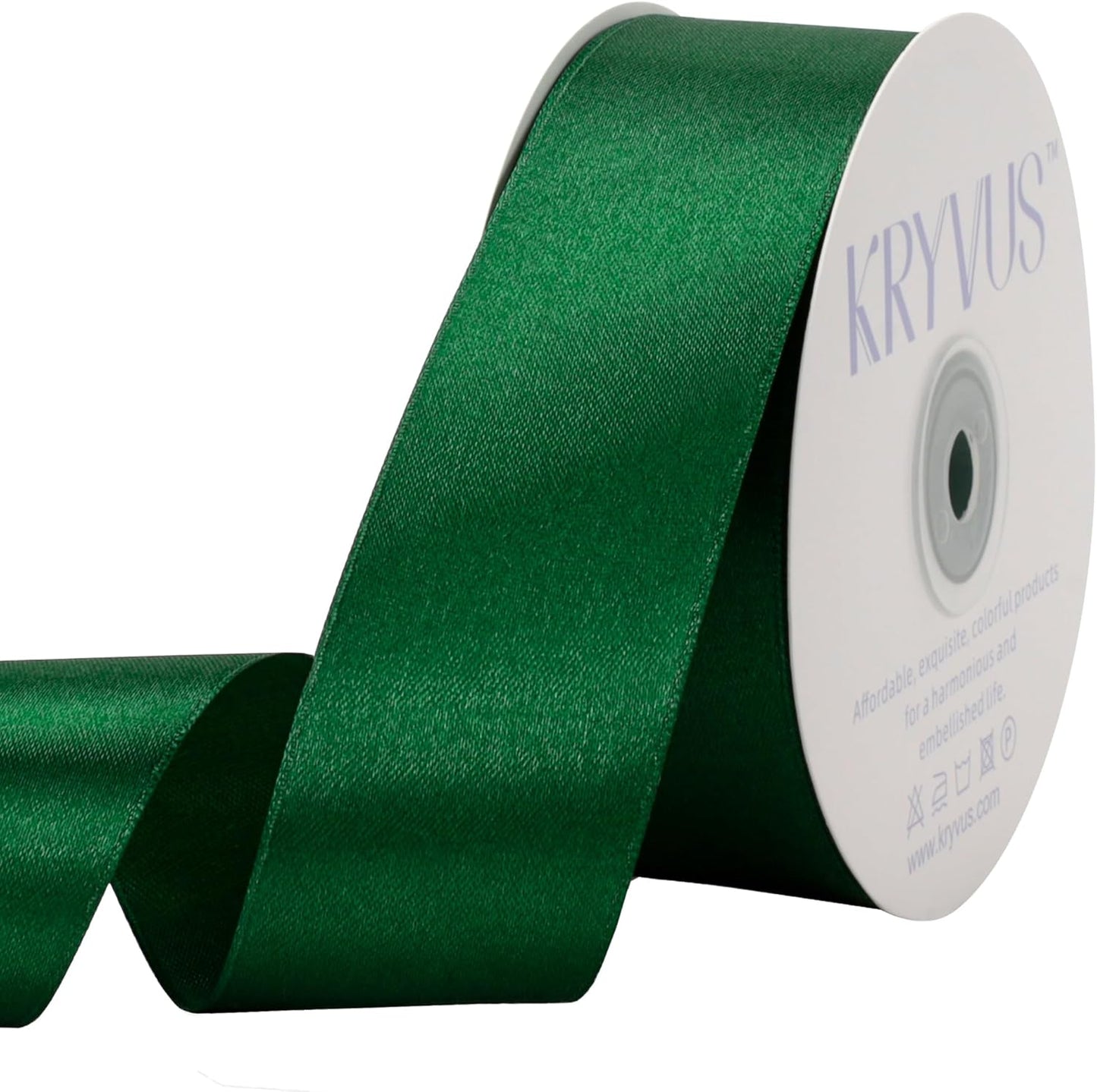 Green Satin Ribbon 1-1/2 inch X Continuous 50 Yards, Single Face Polyester Ribbon Perfect for Gift Wrapping, Flower Bouquet, Wedding Decor, Crafts, Bow Making, Sewing and More