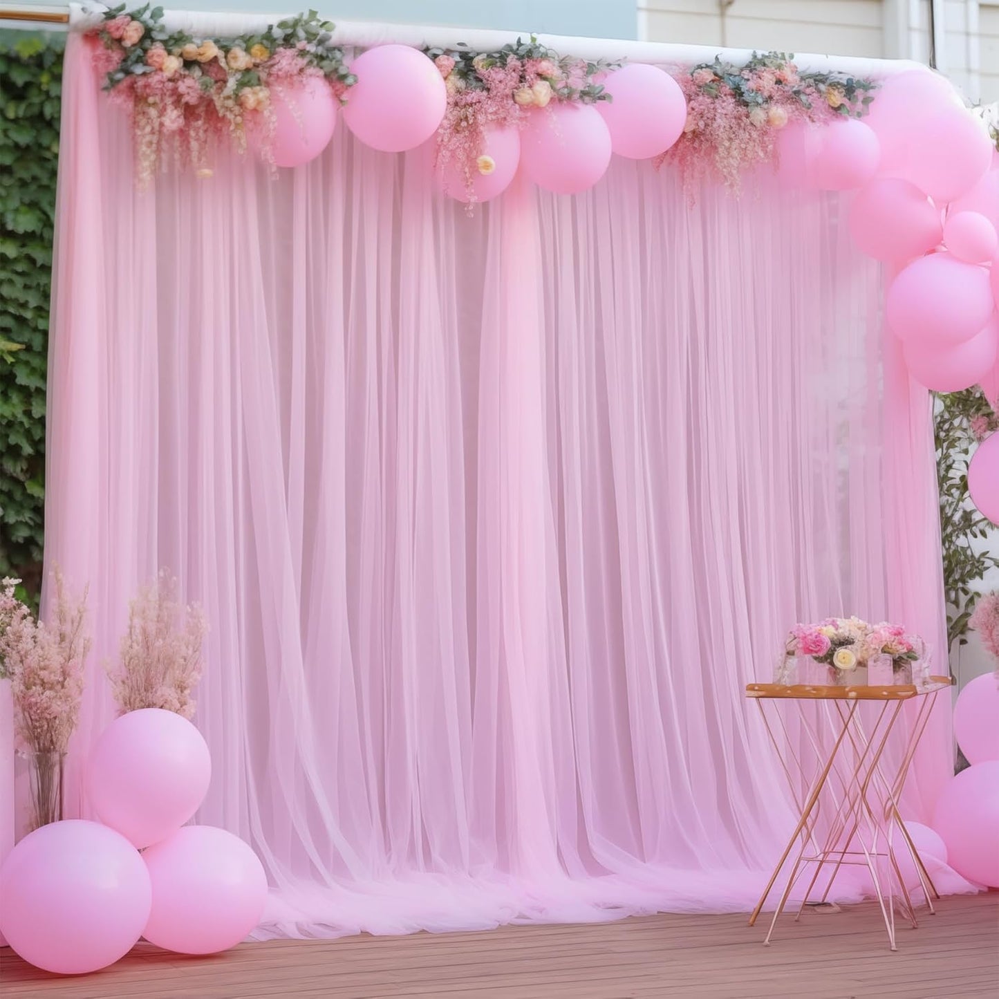 20x10 Pink Tulle Backdrop Curtains for Parties, Sheer Backdrop Curtain Wedding Photo Background Drapes for Baby Shower Photography Birthday Party