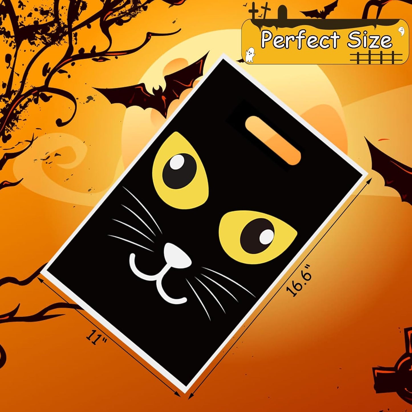 72 Pcs Large Halloween Goodie Bags Candy Treat Bags, Trick or Treat Bag for Halloween Party Favors and Event Party Supplies