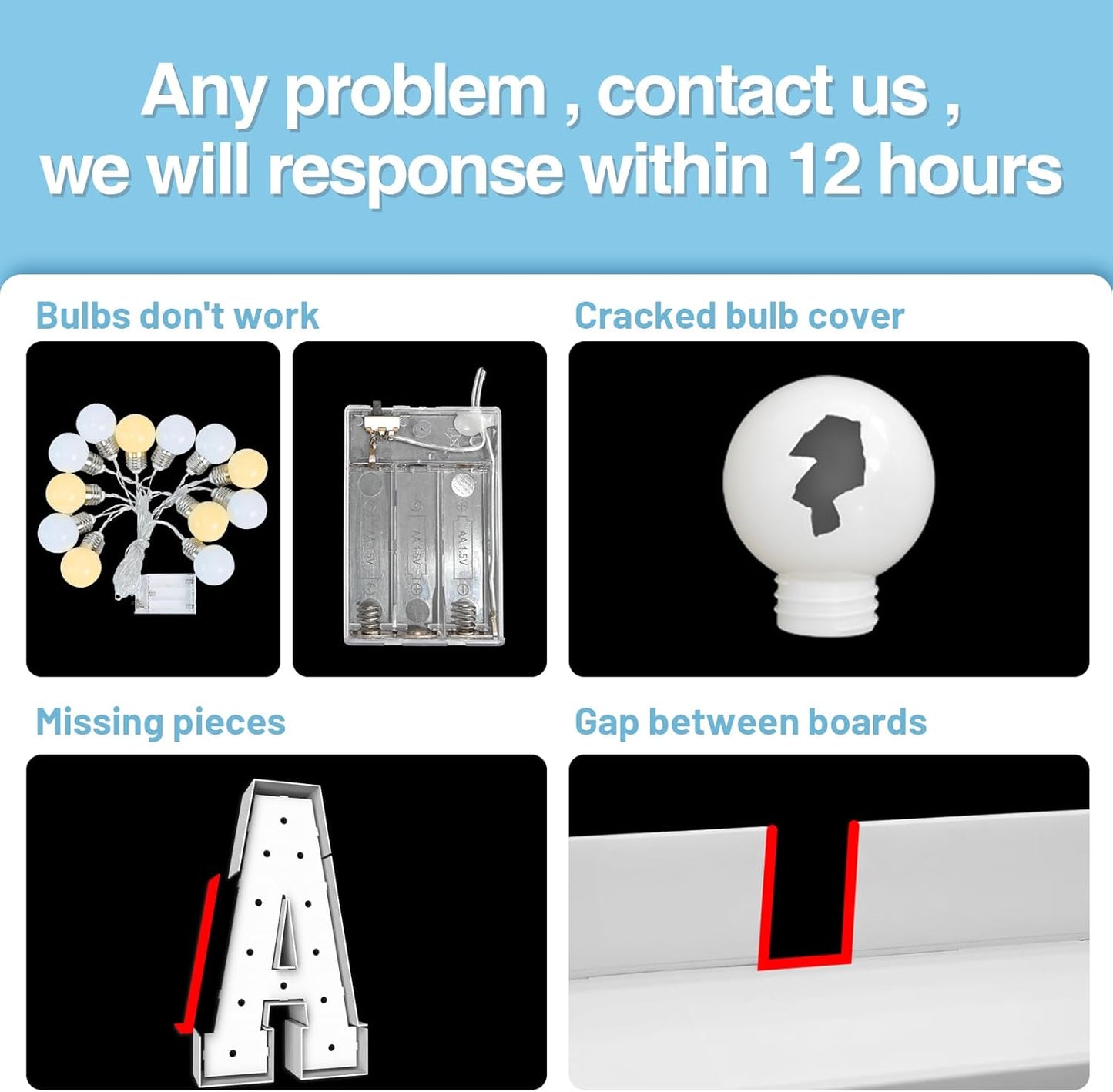 4FT Marquee Light Up Letters W,Party Decoration Large Marquee Light Up Letters with Weighted Water Bag,Pre-cut Foam Board Set Can Be Used for Birthdays,Weddings,Baby Anniversaries