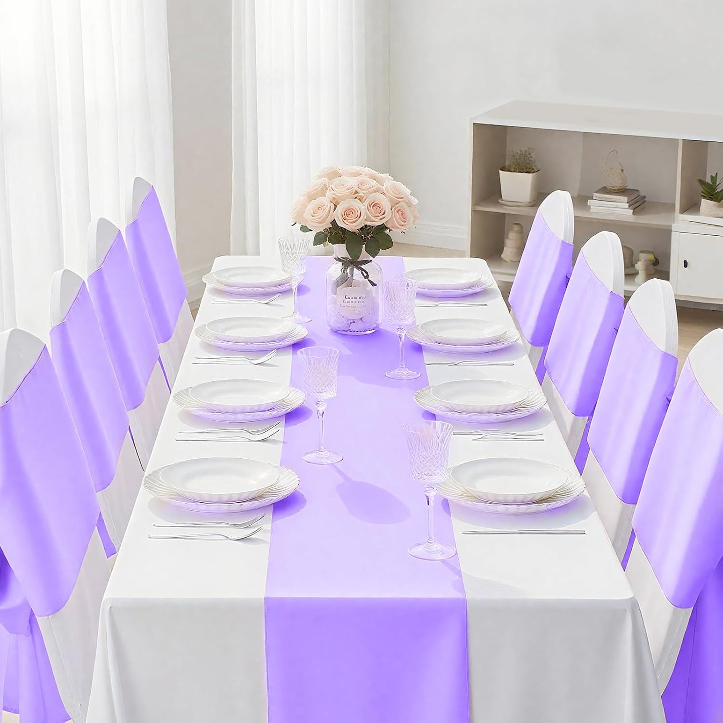 SHEJIZE 2 Pack Lavender Satin Table Runner 12x108 Inches Long, Bright Silky Smooth Satin Table Runner Table Decor for Wedding Banquet Christmas Prom Event Birthday Party