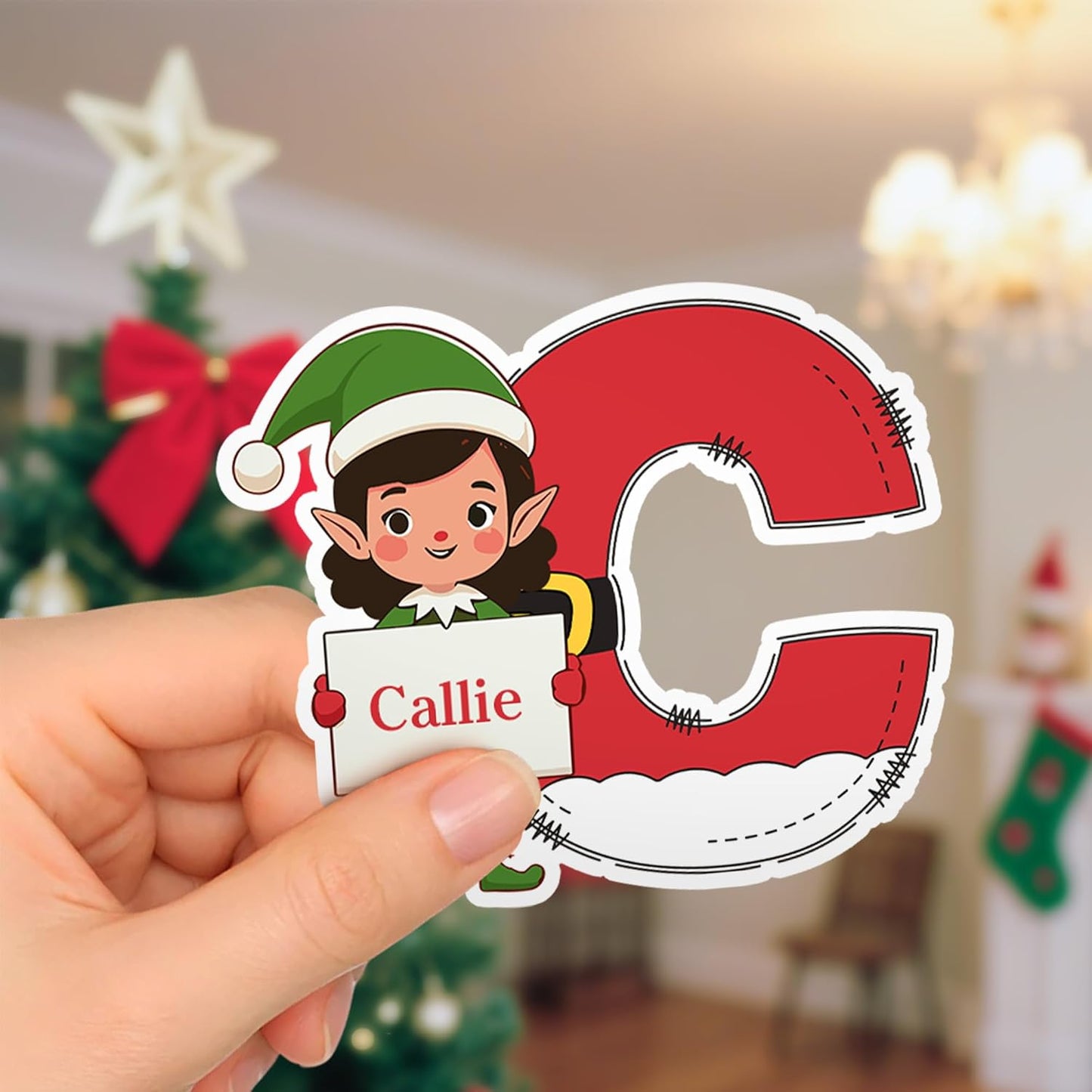 Personalized Christmas Stickers, Custom Name & Elf Waterproof Christmas Gift Tags for Gift Box Holiday Decorations, Stockings, Party Favors
