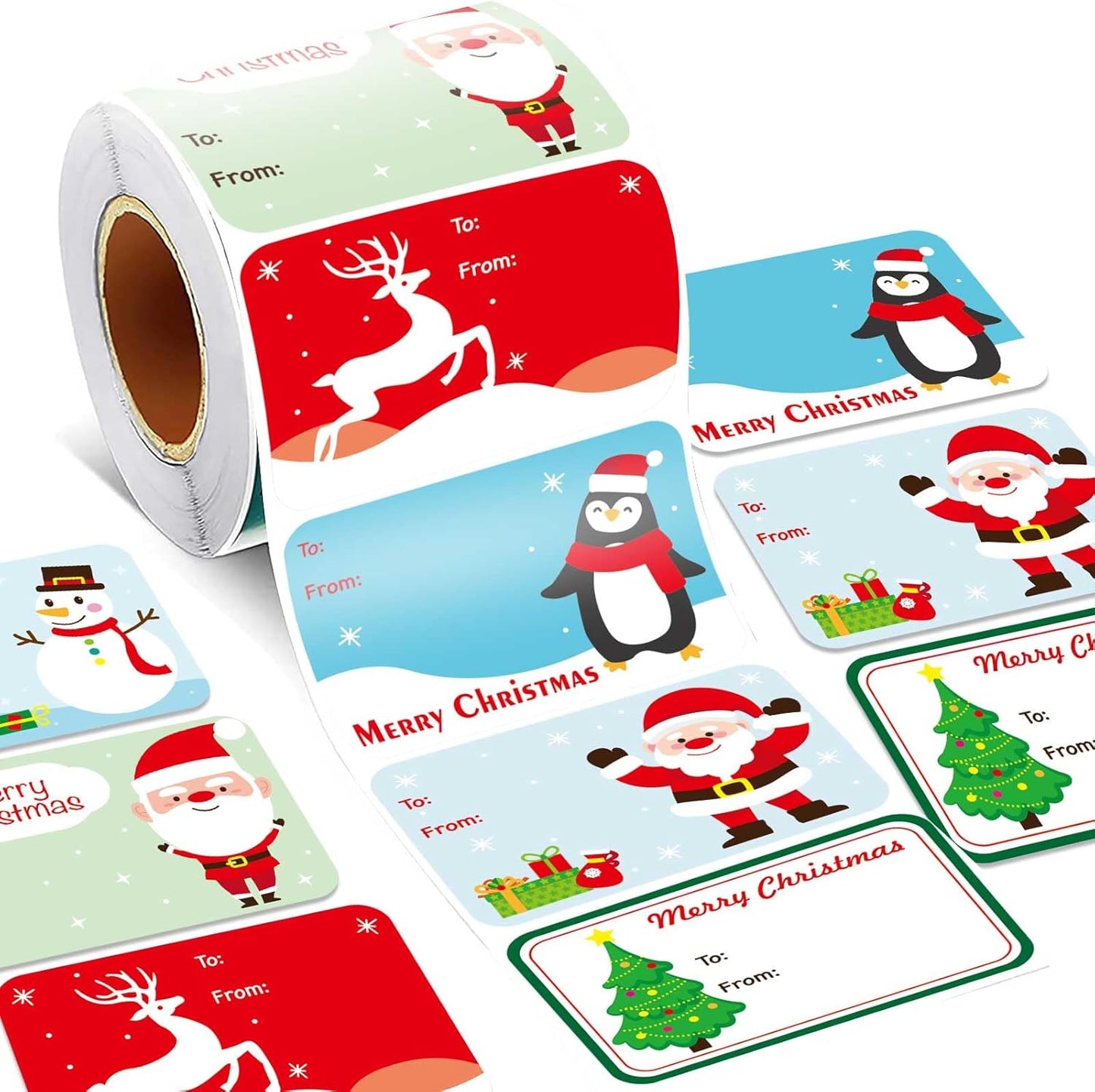 300PCS Christmas Gift Tags Stickers, Self-Adhesive Christmas Name Tags for Gifts Wrappings Christmas Gift Labels Stickers for Presents Boxes Bags Envelopes