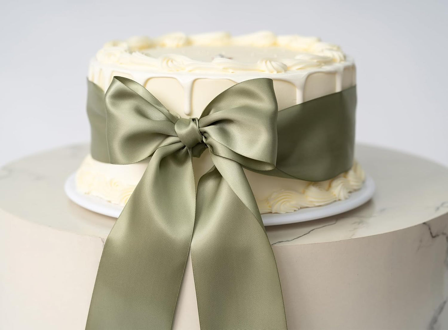 Sage Green Satin Ribbon 2.5 Inch Double-Faced Ribbons 25 Yards for Gift Wrapping Crafts Flower Bouquet Wedding Paper Bows Invitations