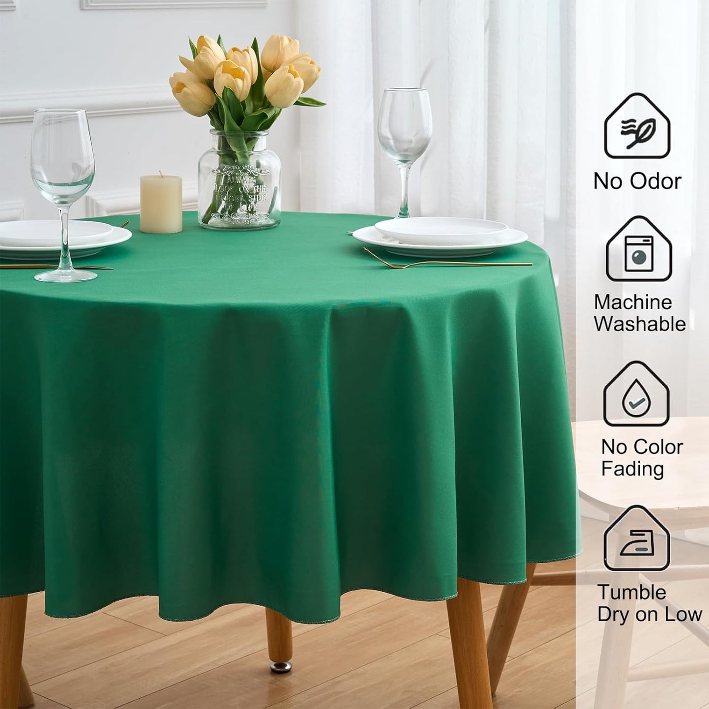 Hunter 6 Pack Round 60 Inch Tablecloth, Premium Polyester Table Cloth Washable Table Cover Stain and Wrinkle Resistant Decorative Table Cover for Party Wedding