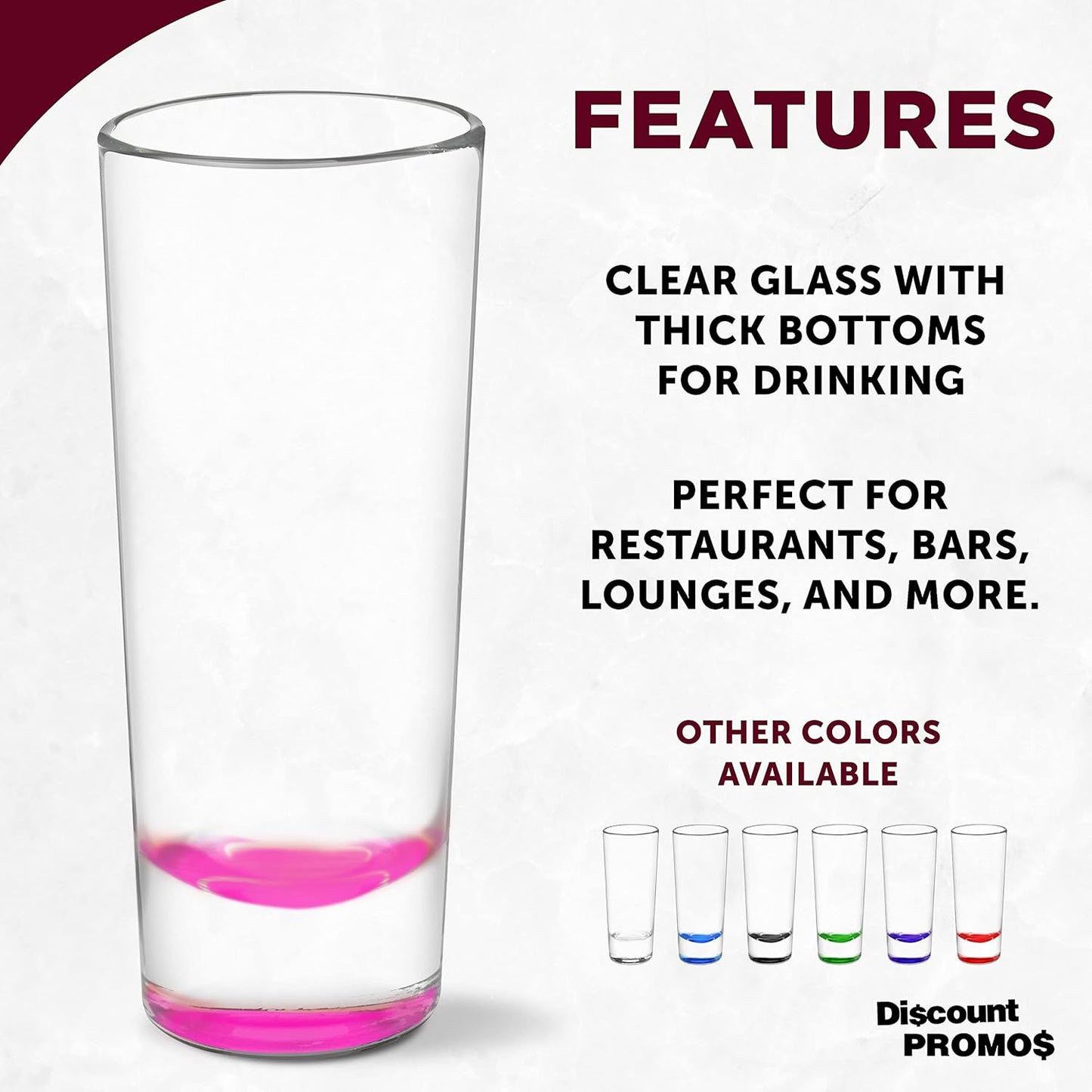 DISCOUNT PROMOS Cordial Shooter Shot Glasses 2 oz. Set of 10, Bulk Pack - Great for Birthdays, Parties, Indoor & Outdoor Events - Pink