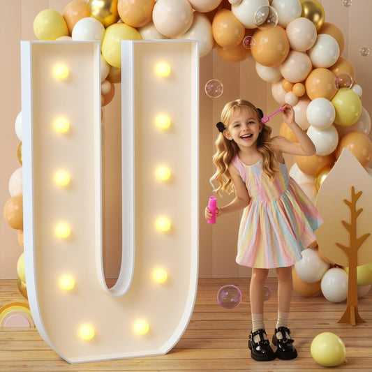 imprsv Marquee Light Up Letters, 4FT Mosaic Letters with Light for Baby Shower Graduation Party Decor, Large U for Engagement Wedding Party Decorations (Need to Assemble)