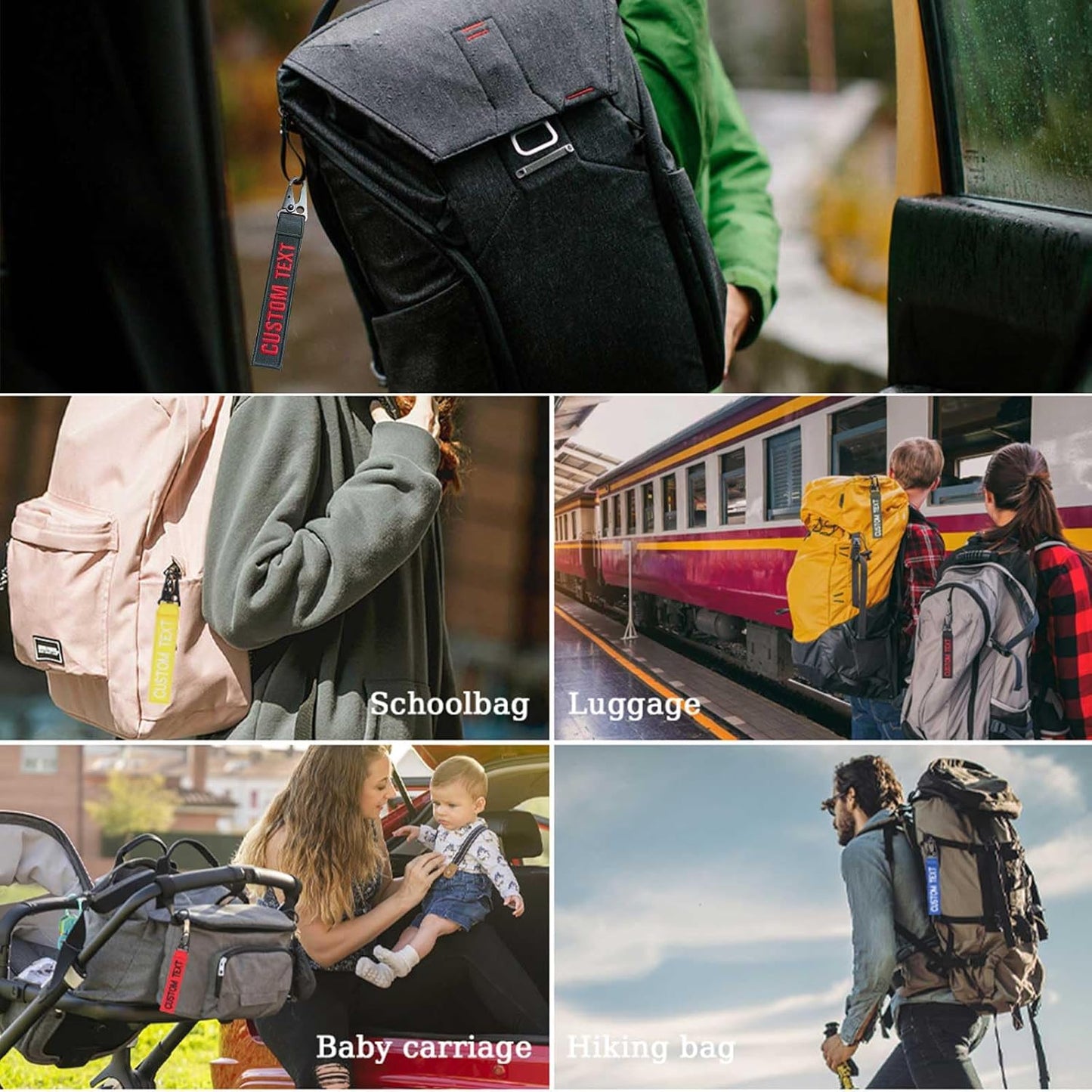 mvcen Personalized Embroidery Keychain, Custom Name Tag Personalized Text Keychain Custom Luggage Tags Key Fob Ring Accessories for Crate, Backpacks, Car, Keyring, Gift