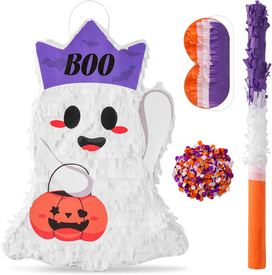 VINTS Halloween Piñata,Cute Ghost Piñata with Blindfold Stick,Pinata for Kids Birthday Party,Trick or Treat Game,Halloween Theme Parties Decorations(16.54×12.20×3.15 in)