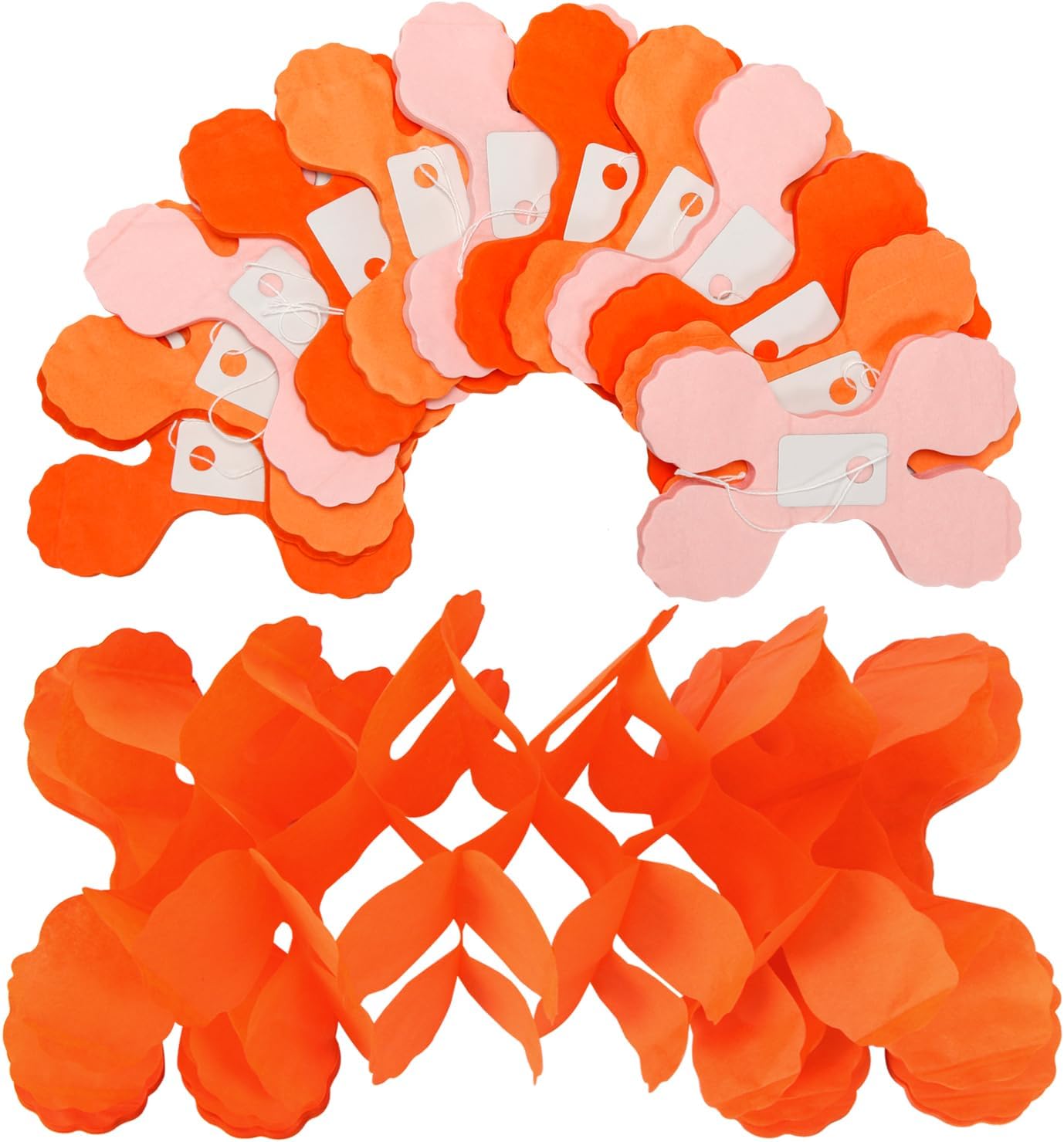 Fall-Boho Pink-Orange Groovy Thanksgiving Party-Decorations - 12pcs Streamers-Garland Autumn Harvest Friendsgiving 4-Leaf Clover Paper Banners,Birthday Wedding Engagement Bachelorette Decor Ouruola