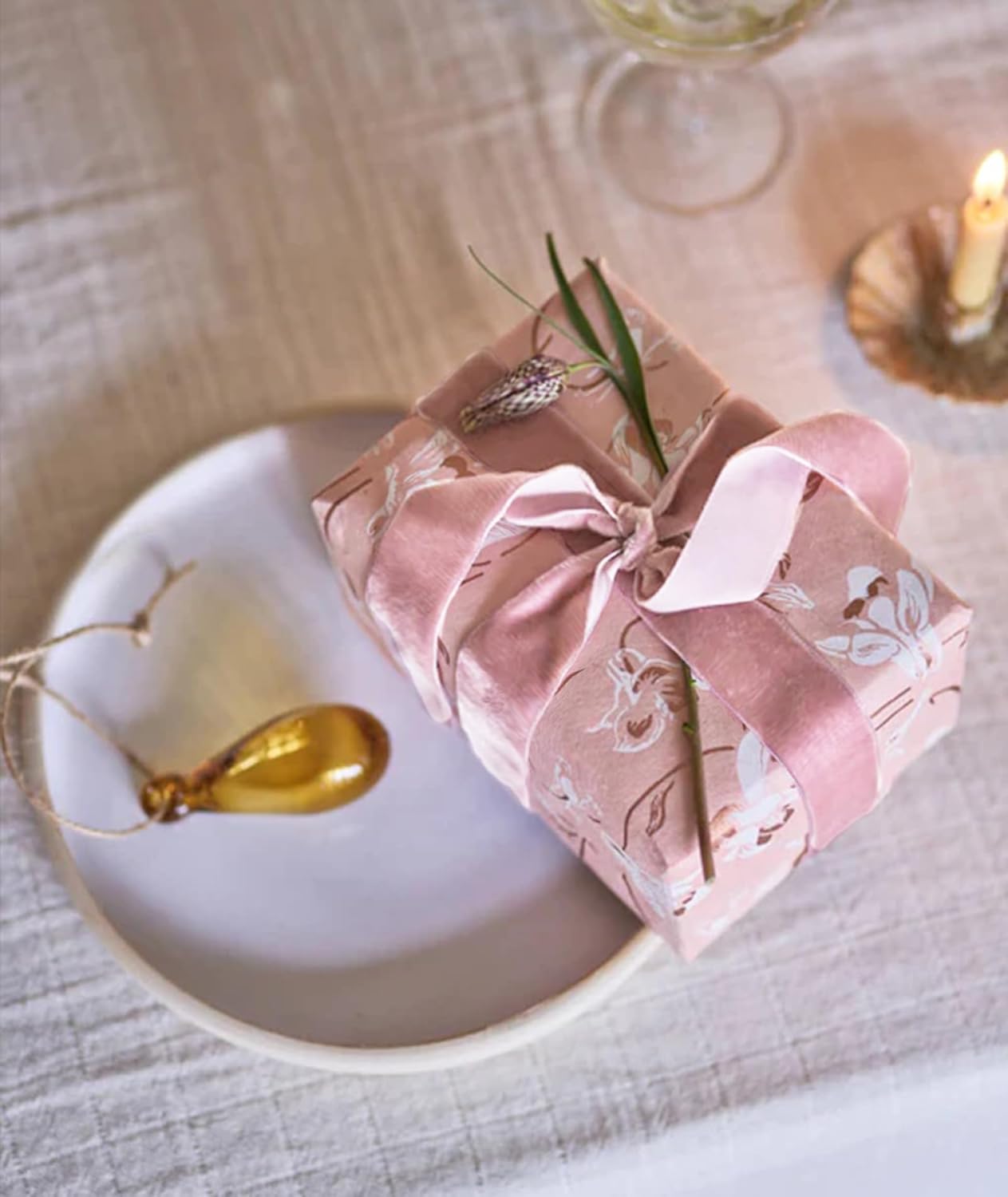 Pink Velvet Ribbon 1'' 25 Yards for Christmas Tree, Gift Wrapping, Flower Bouquet, Wreath Decorations, Bow Making