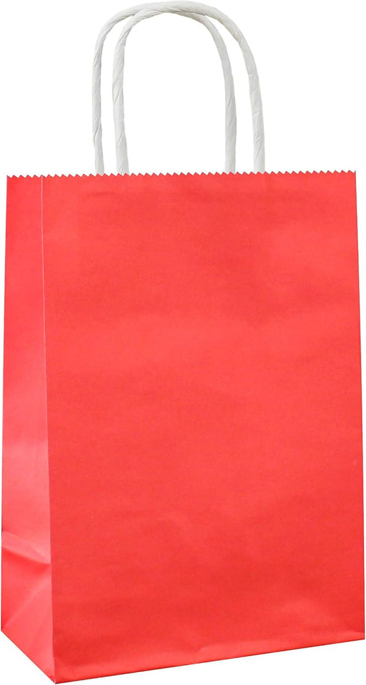25 PCS Small Gift Bags Red Kraft Paper Bags with Handles for Party Favor (8.2 x 6 x 3.1 In)
