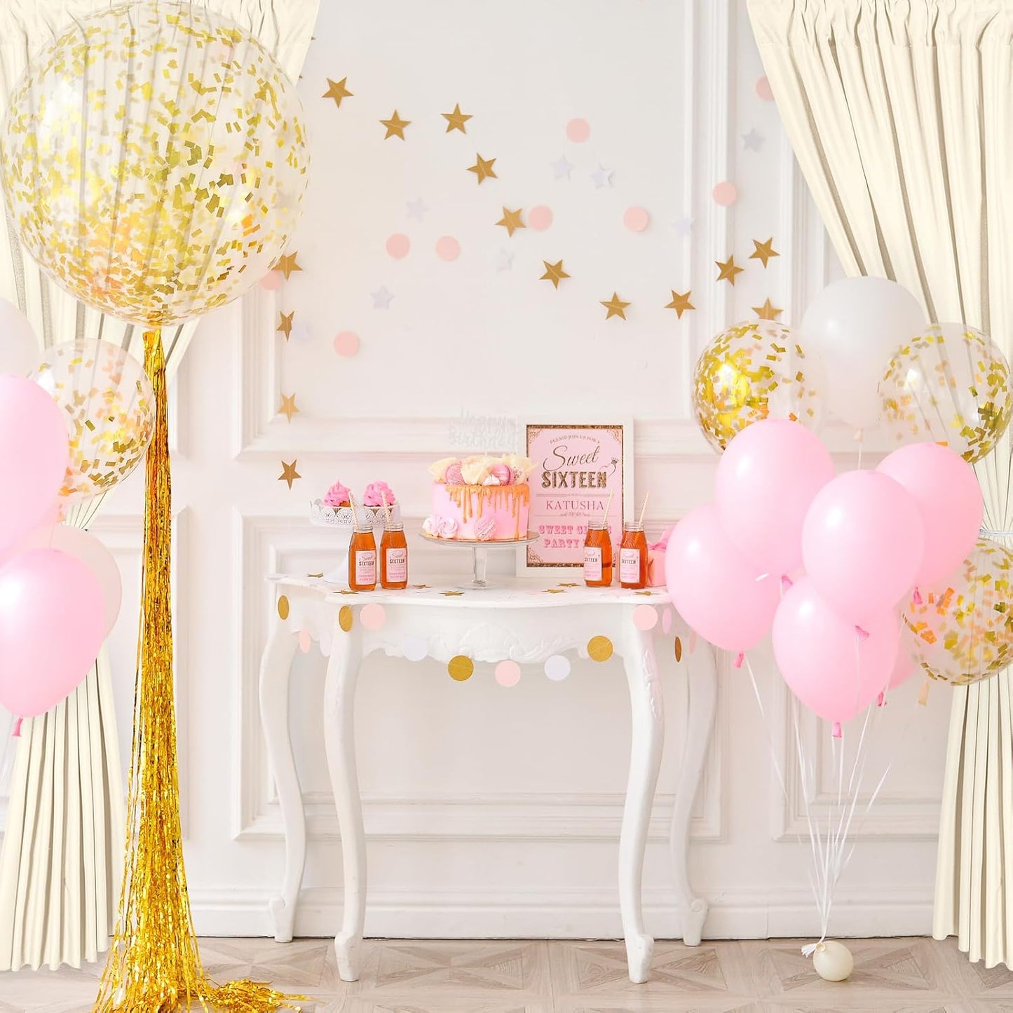 DWCN 10x8 FT Champagne Backdrop Curtains for Parties, Photography Backdrop Drapes with Rod Pockets for Wedding Decorations Stage Birthday Family Gatherings, 2 Panels 5ft x 8ft