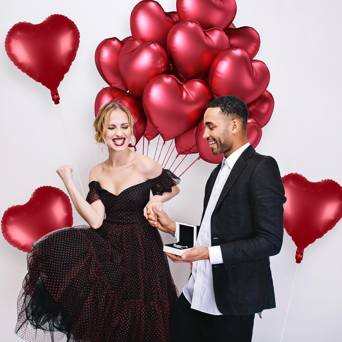 12 Pcs Heart Balloons, 18 inch Metallic Red Heart Shaped Balloons, Big Helium Balloon, Love Foil Balloon for Wedding Baby Shower Anniversary Backdrop Valentine Party Decoration