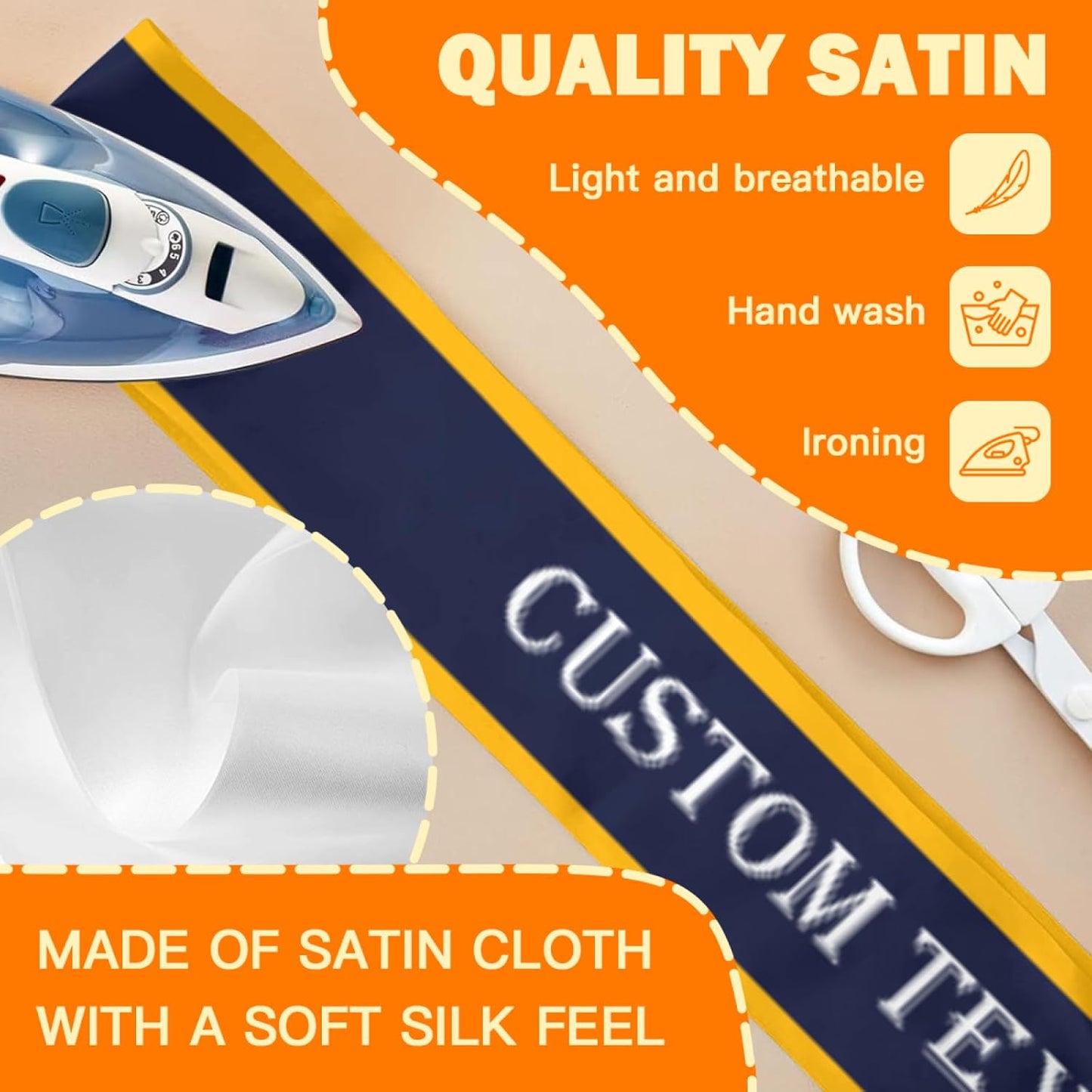 Custom Sash,Personalized Birthday Sash with Text Photo,Customized Bachelorette Sash Quote Sash Bride to Be Sash Color Optional (With decorative edge, Dark Blue)