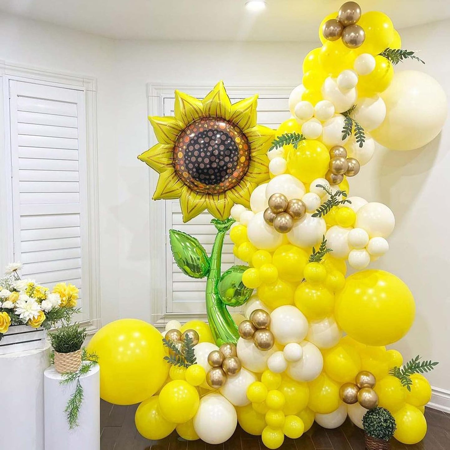 60PCS Yellow Balloons, 12Inch Pastel Macaron Yellow White Gold Confetti Helium Latex Party Balloons for Baby Shower Sunflower Honeybee Birthday Theme Party Decorations
