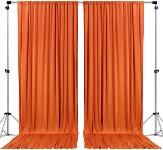 AK TRADING CO. 10 feet x 10 feet Polyester Backdrop Drapes Curtains Panels with Rod Pockets - Wedding Ceremony Party Home Window Decorations - Orange