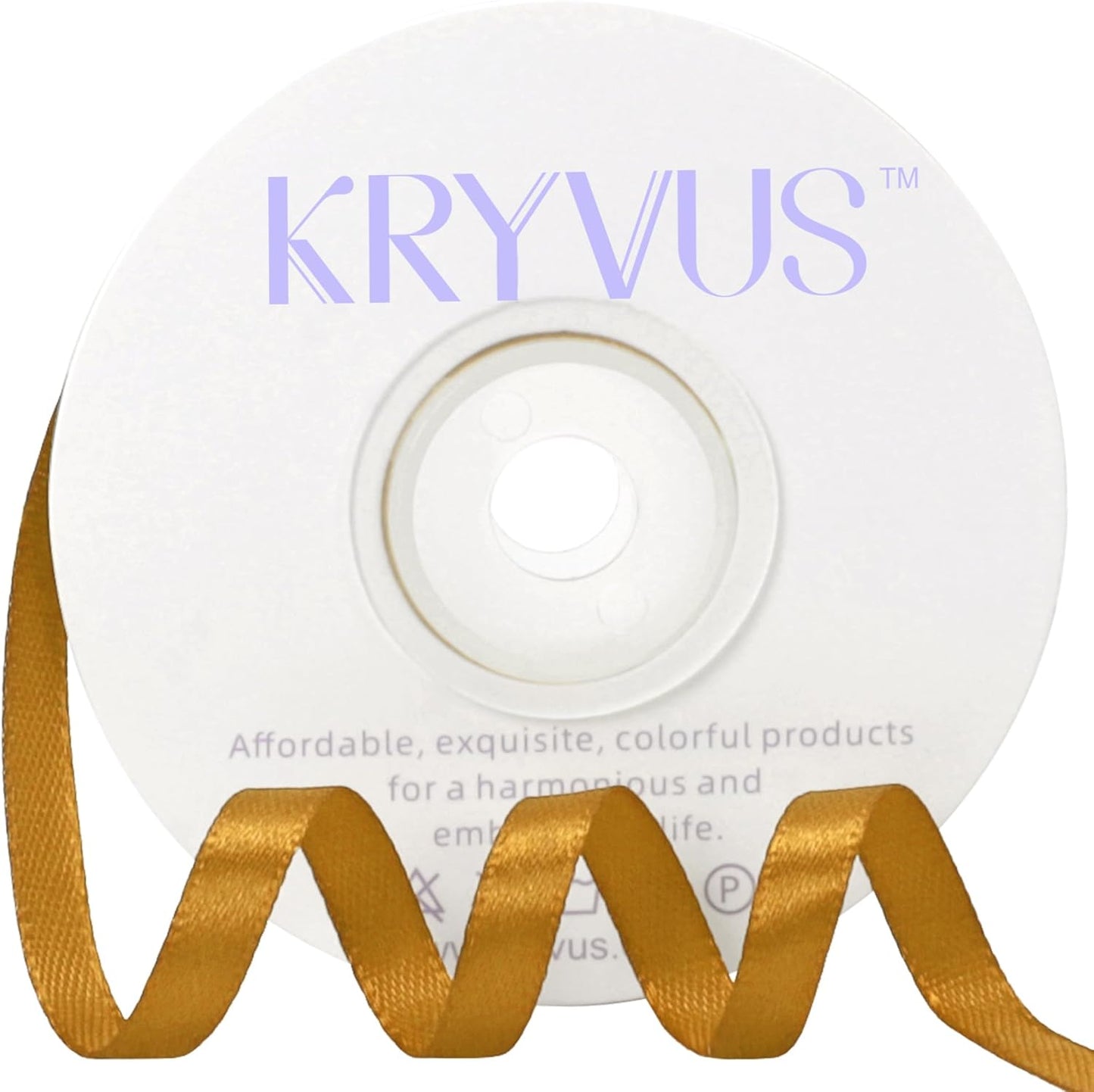 Gold Satin Ribbon 1/4 inch X Continuous 25 Yards, Single Face Polyester Ribbon Perfect for Gift Wrapping, Flower Bouquet, Wedding Decor, Crafts, Bow Making, Sewing and More