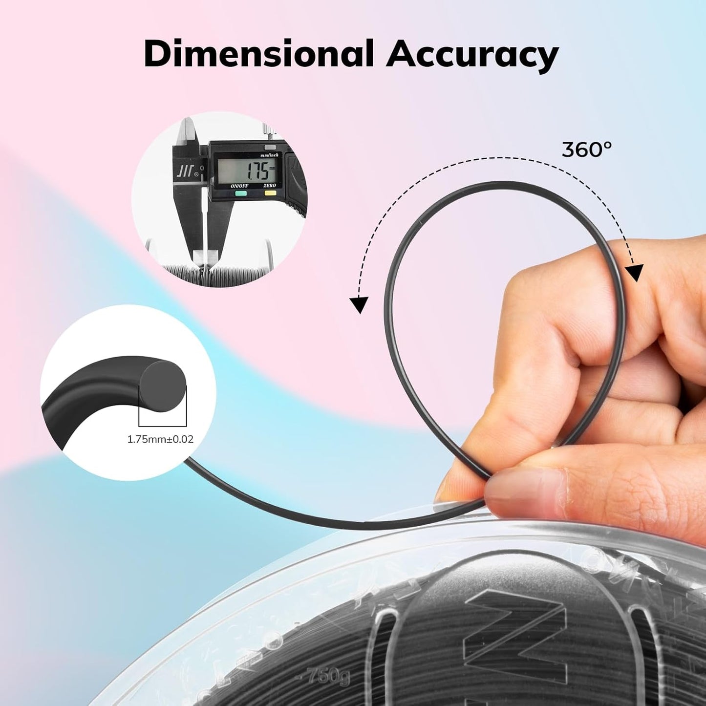 AMOLEN Rapid PETG Basic 3D Printer Filament 1.75mm +/-0.02mm,500mm/s High Speed Strong Toughness Black 1KG/2.2lb