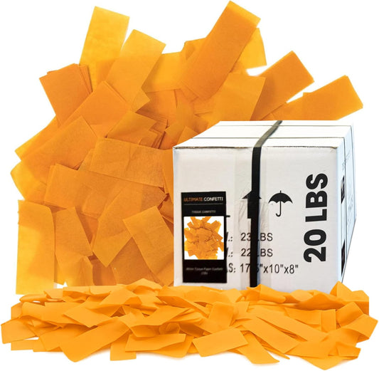 Orange Biodegradable Confetti – Rectangular Fluttering Tissue Paper Confetti for Cannon and Launcher use – Best for Gender Reveal, Parties, Concerts and Weddings - 20 lb, 320 oz