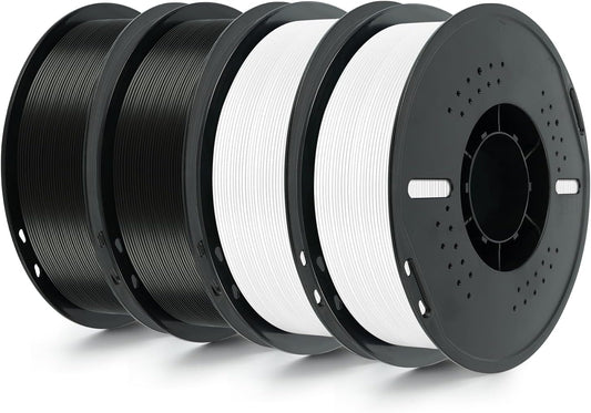 Kingroon 4KG PLA Filament 1.75mm 3D Printer Filament Pla Filament Dimensional Accuracy +/- 0.02mm, Fit Most FDM Printer, 1KG X 4 Spools (2 Black+2 White)