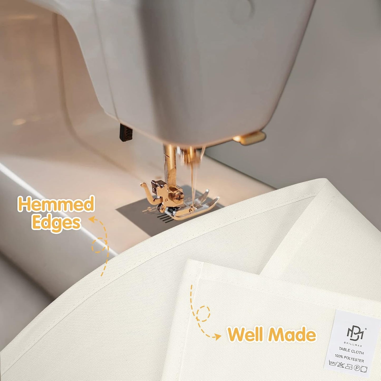 BRILLMAX 10 Pack Ivory Tablecloths for 6 Foot Rectangle Tables 60 x 102 Inch - 6ft Rectangular Bulk Linen Polyester Fabric Washable Cloth Cover for Wedding Reception Banquet Birthday Party