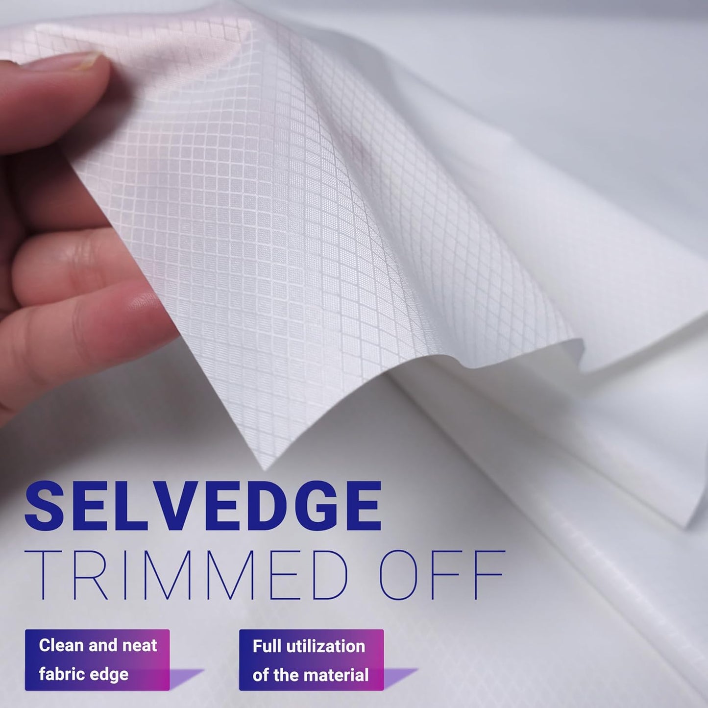 emma kites White Ripstop Nylon PU3000 Waterproof 1.9 oz 70D Diamond Grid Tear Resistant for Tent Rainfly Rain Kilt Poncho Dry Bag Backpack Bike Cover (Selvedge Removed) Pre-Cut 1 Yard