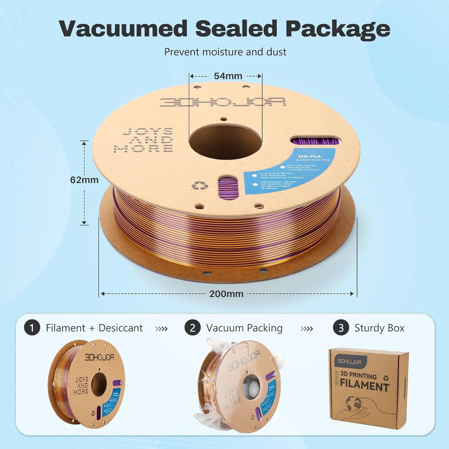 Silk PLA Filament 1.75mm Purple Gold Dual Color PLA 3D Printer Filament 2 in 1 Coextrusion 1KG Spool(2.2lbs) 3D Printing Filament Dimensional Accuracy +/- 0.03mm Fits for Most FDM 3D Printers