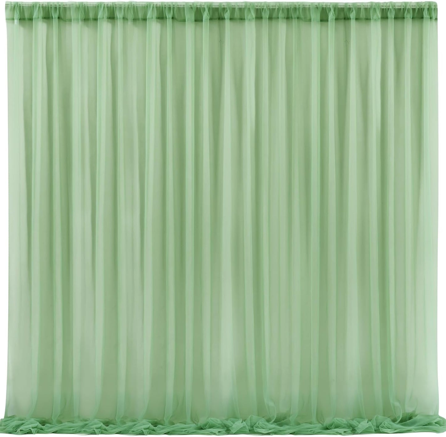 10x10 Green Tulle Backdrop Curtains for Parties, Sheer Backdrop Curtain Wedding Photo Background Drapes for Baby Shower Photography Birthday Party