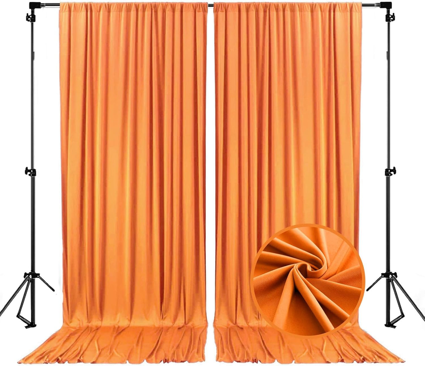 10 x 7 Feet Orange A Backdrop Curtain for Partie, Background Curtains for Photoshoot, Birthday, Wedding, Halloween, Thanksgiving, Christmas, New Year Party Decorations 5Ft x 7Ft, 2 Panels