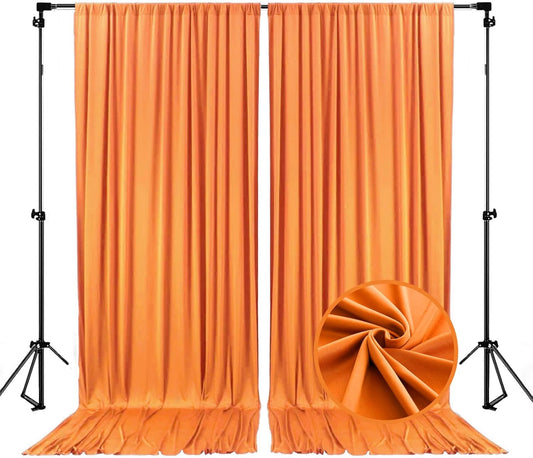 10 x 7 Feet Orange A Backdrop Curtain for Partie, Background Curtains for Photoshoot, Birthday, Wedding, Halloween, Thanksgiving, Christmas, New Year Party Decorations 5Ft x 7Ft, 2 Panels