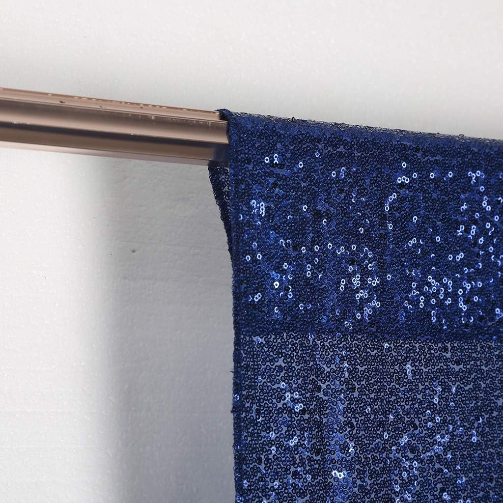 Juya Delight 2ft x 8ft x 2Pcs Navy Blue Sequin Photography Backdrop Curtain for Wedding Party Decoration Festival Ceremony