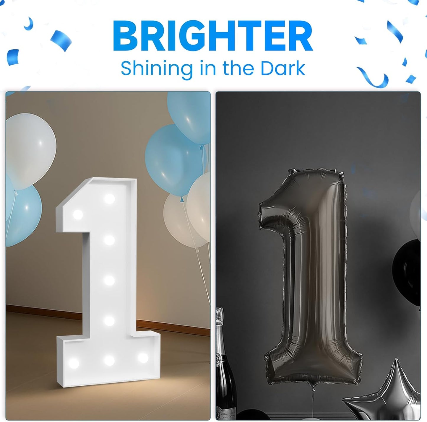 3FT Marquee Numbers 5 for 5th, 50th Birthday Party Decorations, Large Light Up Number 5 Sign for Anniversary Decor, Backdrop, Big Marquee Number, Pre-Cut Foam Board Kit