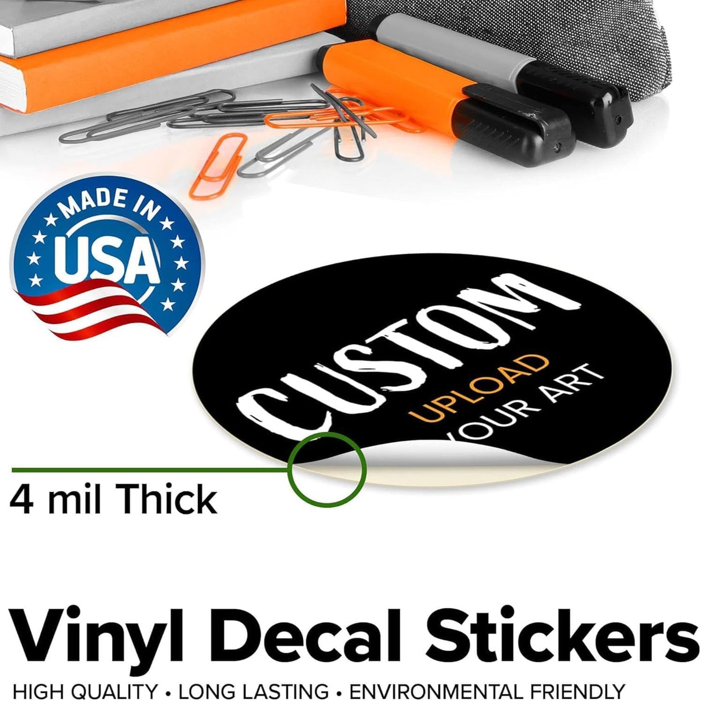 Custom Stickers for Weddings, Birthdays & Businesses - Personalized Labels with Your Logo - Waterproof, Fade and Heat Resistant - Pack of 100-1000 (Custom Image, 6 Inch)