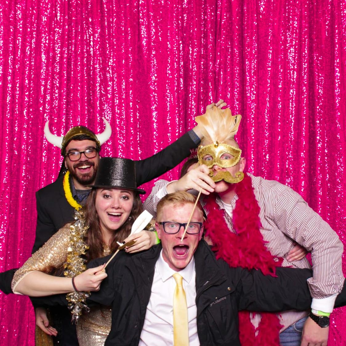 DUOBAO Sequin Backdrop Curtain 4FTx8FT Photo Background Hot Pink Curtains 8ft Backdrops for Photo Shoot Weddings Birthday Photography Backgrounds and Baby Showers (Fuchsia)