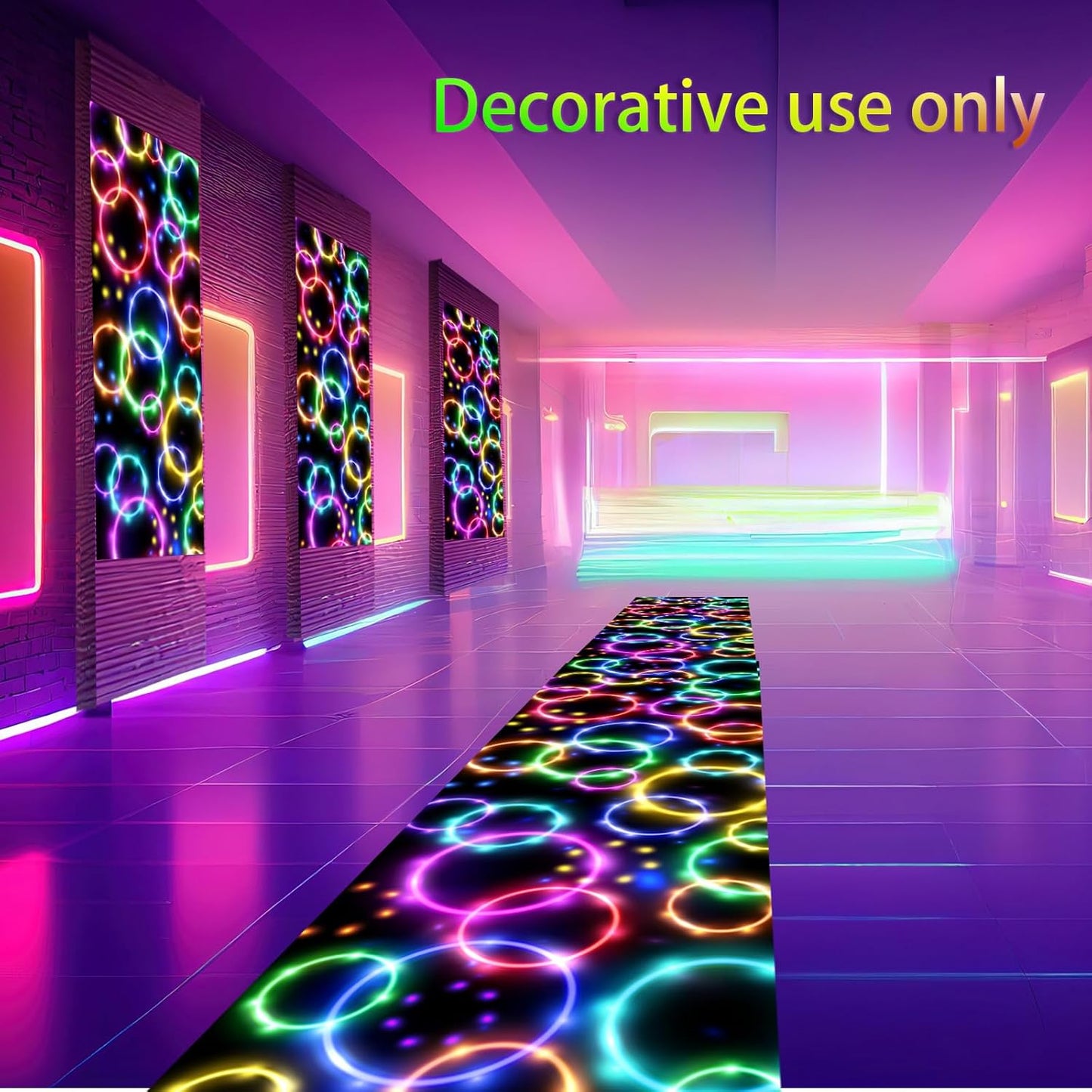 Haull 236 x 39 Inch Neon Light up Dance Floor Glow in The Dark Floor Runner Neon Party Decorations UV Blacklight Reactive Fluorescent Wall Props for Glow Disco Party Favors(Dream Bubble)